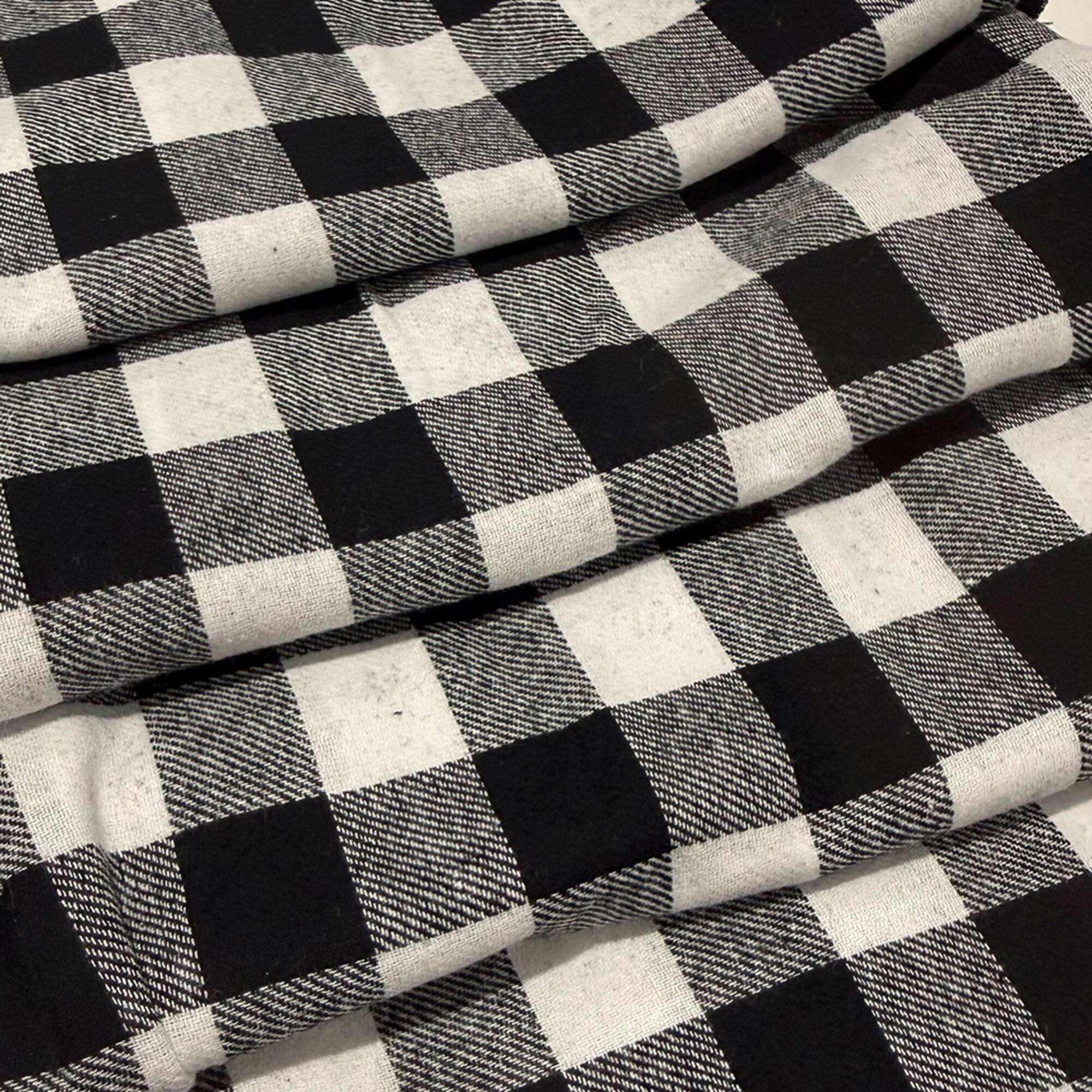 Feldman Black & White Checker Yarn-Dyed Cotton Flannel Fabric